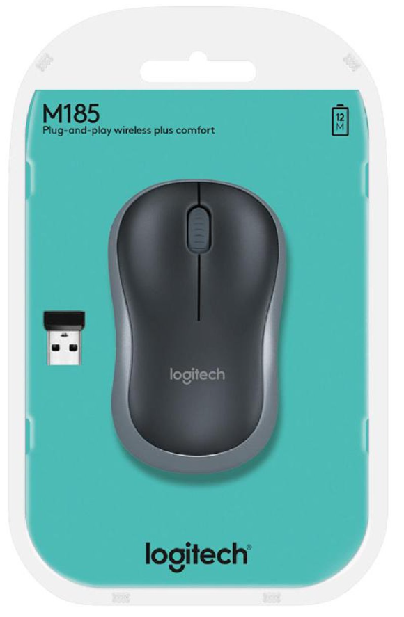 Logitech M185-2.40GHz / Up to 10m / Wi-Fi / Black/Grey-Mouse Logitech M185-2.40GHz / Up to 10m / Wi-Fi / Black/Grey-Mouse